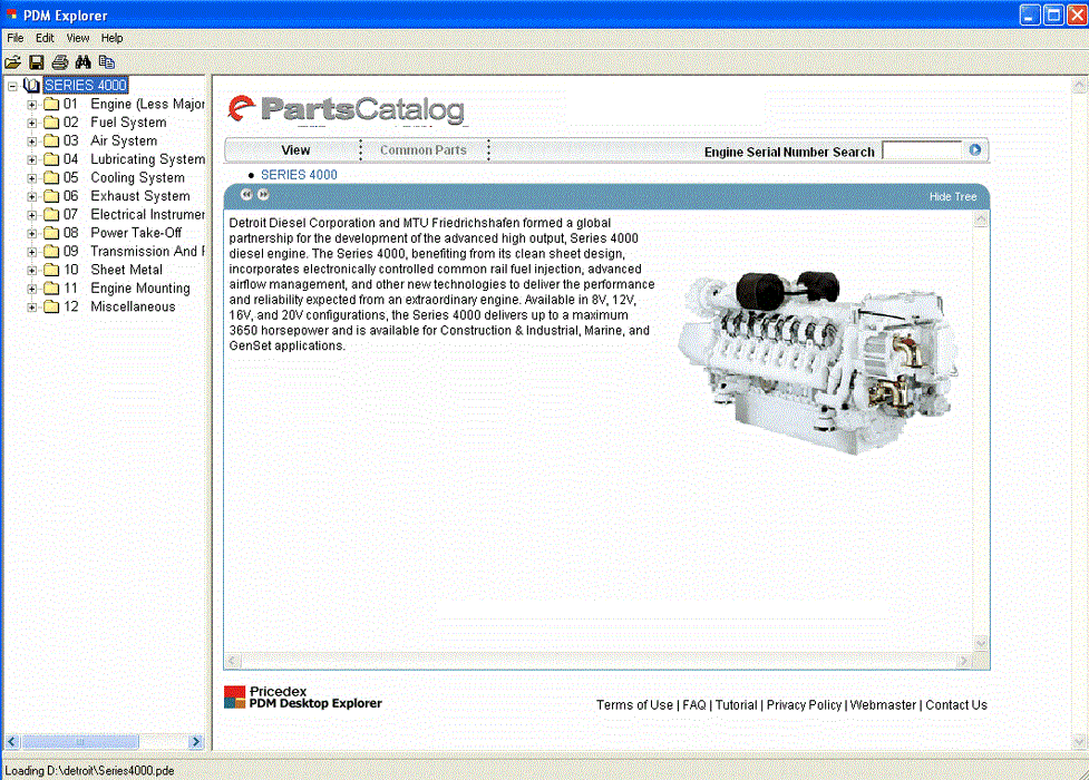 Detroit Diesel Engine Series 8.2L, 50, 55, 60, 2000, 4000 Parts Manual EPC Software All Models & S\n Up To 2011