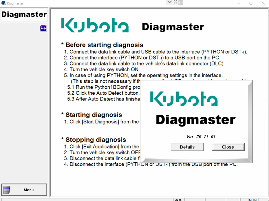 KUBOTA \ TAKEUCHI Complete Diagnostics Kit With PYTHON Diagnostic Adapter & CF-54 Laptop With Latest Diagmaster 2021 Software