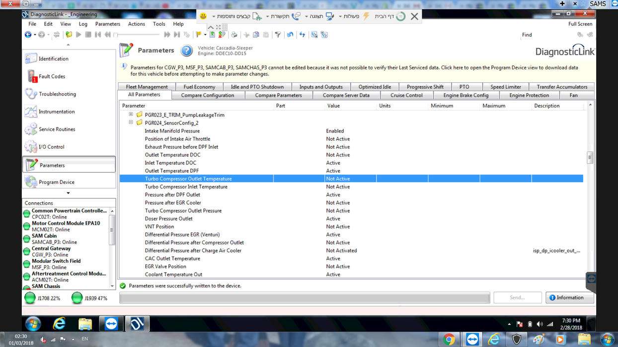 Detroit Diesel Diagnostic Link (DDDL 8.09) Professional 2019 -ALL Grayed Parameters Enabled ! ALL Level 10 !!