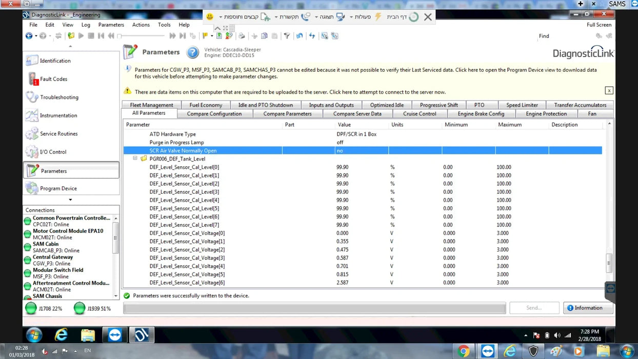 Detroit Diesel Diagnostic Link (DDDL 8.20 ) Professional 2024 -ALL Grayed Parameters Enabled ! ALL Level 10 !!