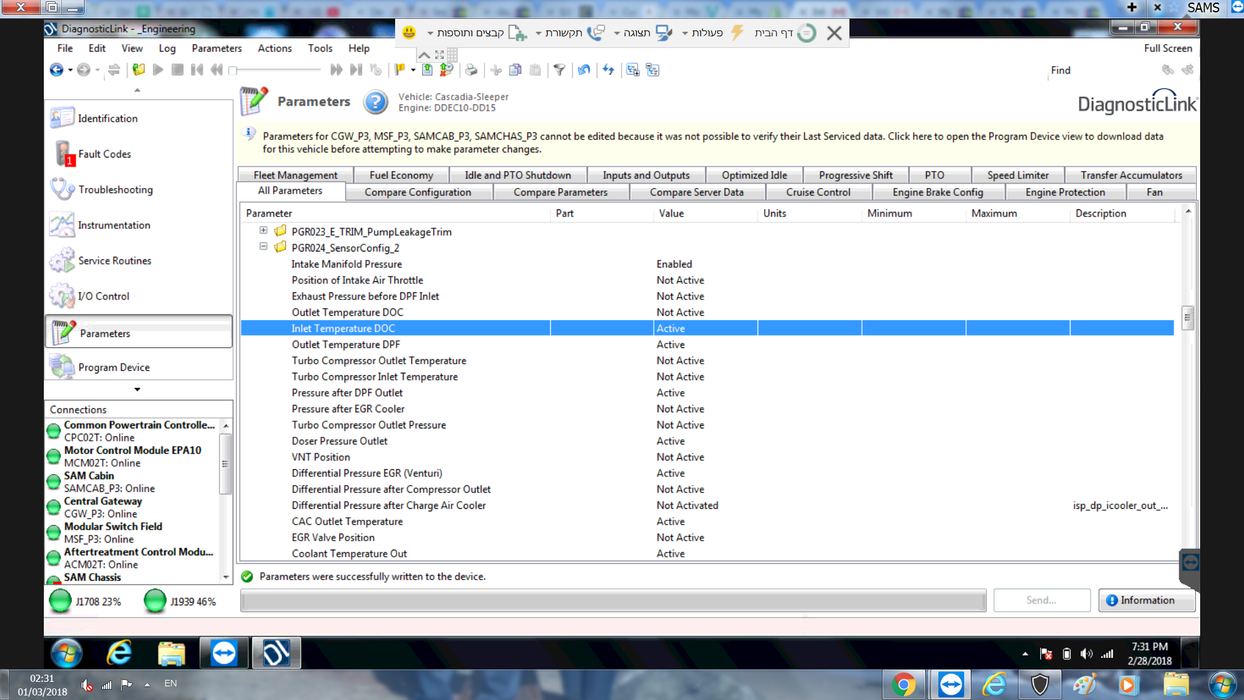 Detroit Diesel Diagnostic Link (DDDL 8.09) Professional 2019 -ALL Grayed Parameters Enabled ! ALL Level 10 !!