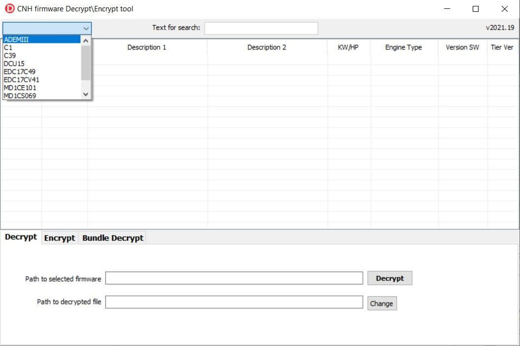 CNH Firmware Decrypt – Encrypt Tool - 1 X File Edit Service