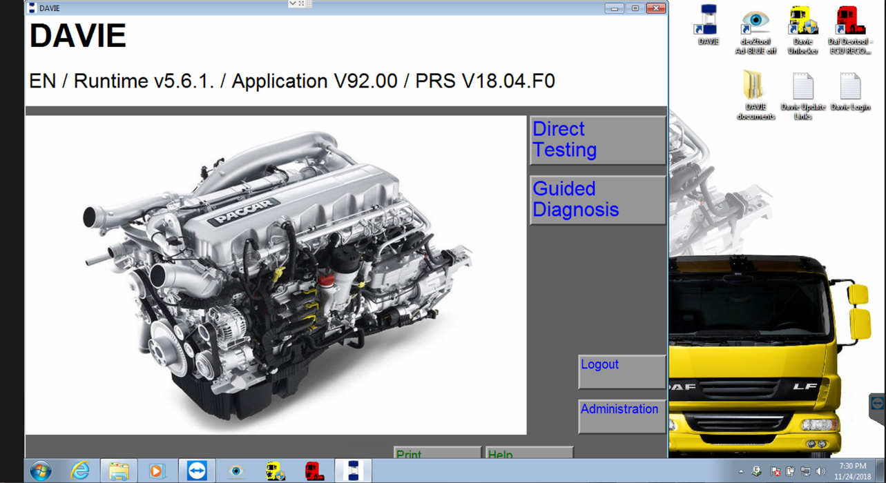 DAF / PACCAR / Peterbilt Diagnostic Laptop Include VCI 2 Interface & Davie XDC Software - Latest 2018 Updated