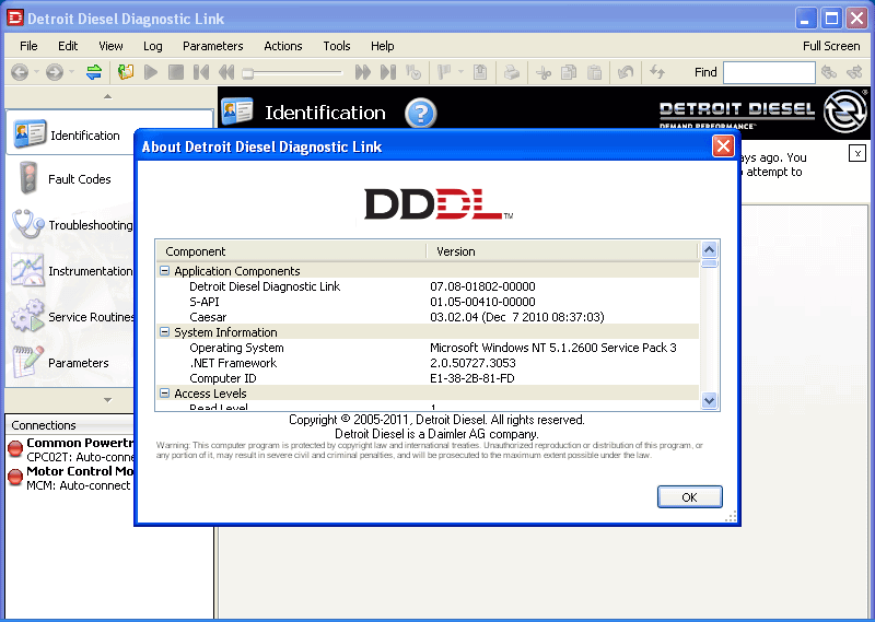 Detroit Diesel Diagnostic Link (DDDL 7.11 \ 6.50) For 2006 And Older Models - Full Online Installation Service included !