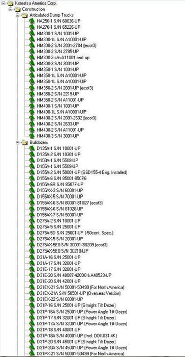 Komatsu Construction (EPC) Parts Manual Software All Models & Serials Up To 2016