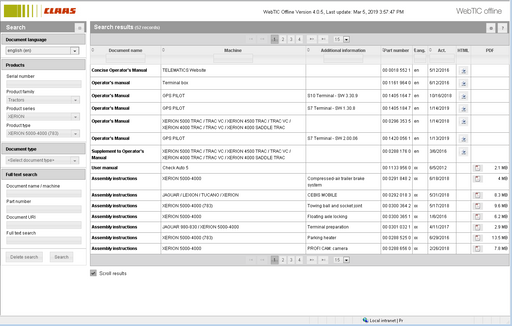 CLAAS WebTIC Offline Service Information ENGLISH - FRANCAIS Latest 08\2021