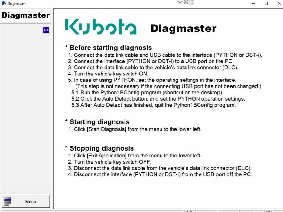 Genuine KUBOTA \ TAKEUCHI DIAGNOSTIC KIT (DST-i) Diagnostic Adapter- Diagmaster 2023 Software !