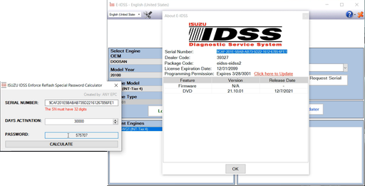 ISUZU IDSS ENFORCE REFLASH SPECIAL PASSWORD CALCULATOR