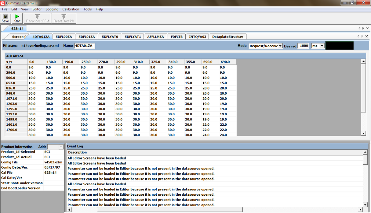 N14 600HP and 625HP Caltterm Flash File include Screen File