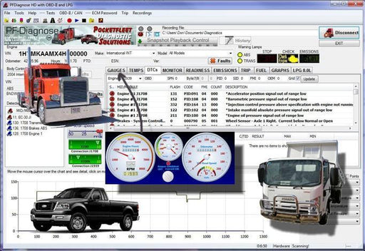 PF-Diagnose 2.0.2.23 Diagnostics Software 2013 - Full Heavy & Medium Duty with OBDII Support - Online Installation Service