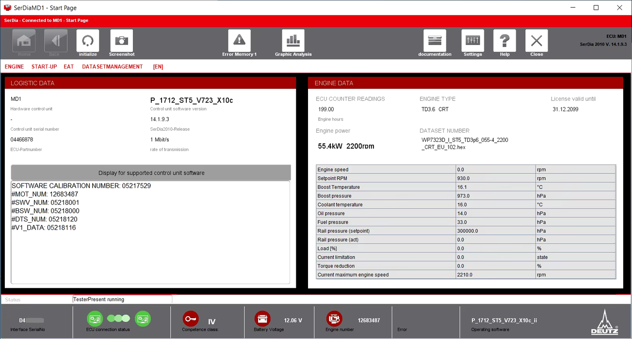 DEUTZ - DIAGNOSTIC Software Latest 2024 SerDia 4.0 Highest LEVEL 6