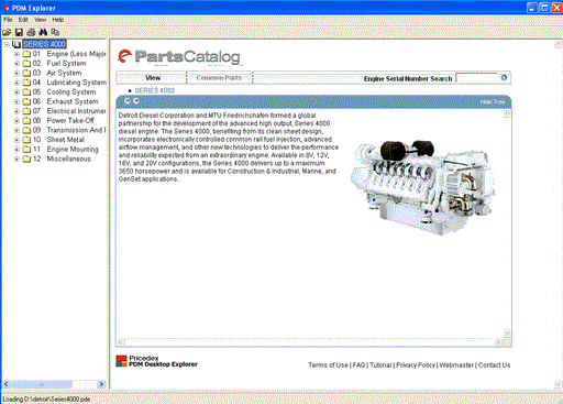 Detroit Diesel Engine Series 8.2L, 50, 55, 60, 2000, 4000 Parts Manual EPC Software All Models & S\n Up To 2011