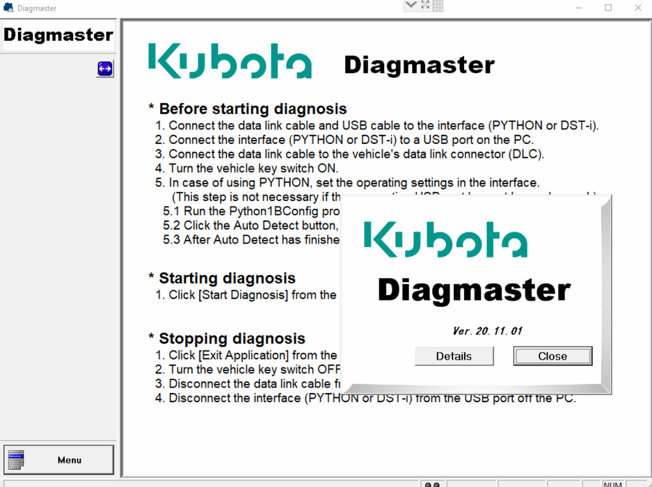 Genuine KUBOTA \ TAKEUCHI DIAGNOSTIC KIT (DST-i) Diagnostic Adapter- Diagmaster 2023 Software !