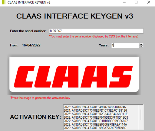 Claas Interface Activation Key – with Kg