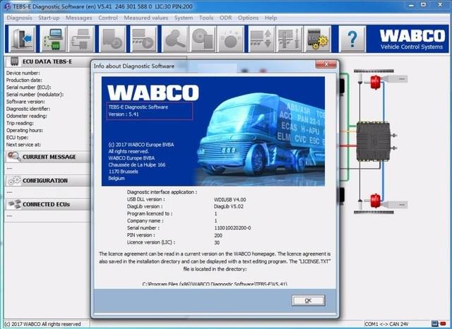Meritor WABCO Diagnostics Kit WDI With TEBS-E v5.5 - ABS And HPB Diagnostics Software Latest 2019 - Windows 10 Supported ! !