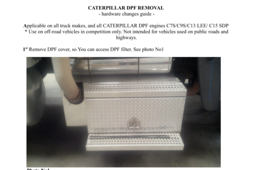 FOR CAAT C7S/C9S/C13 LEE/C15 SDP DPF DELETES User's Guide - Full Delete Guide !