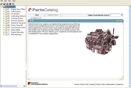 Detroit Diesel Engine Series 8.2L, 50, 55, 60, 2000, 4000 Parts Manual EPC Software All Models & Sn Up To 2011