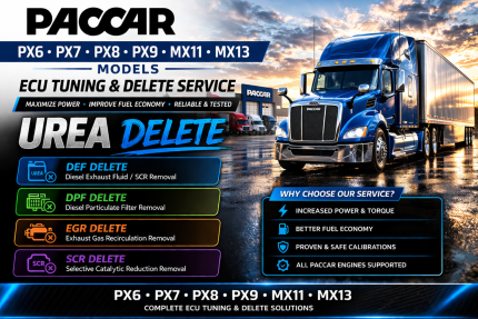 Paccar PX6 PX7 PX8 PX9 MX13 MX11 Models ECU Tuning Delete Service